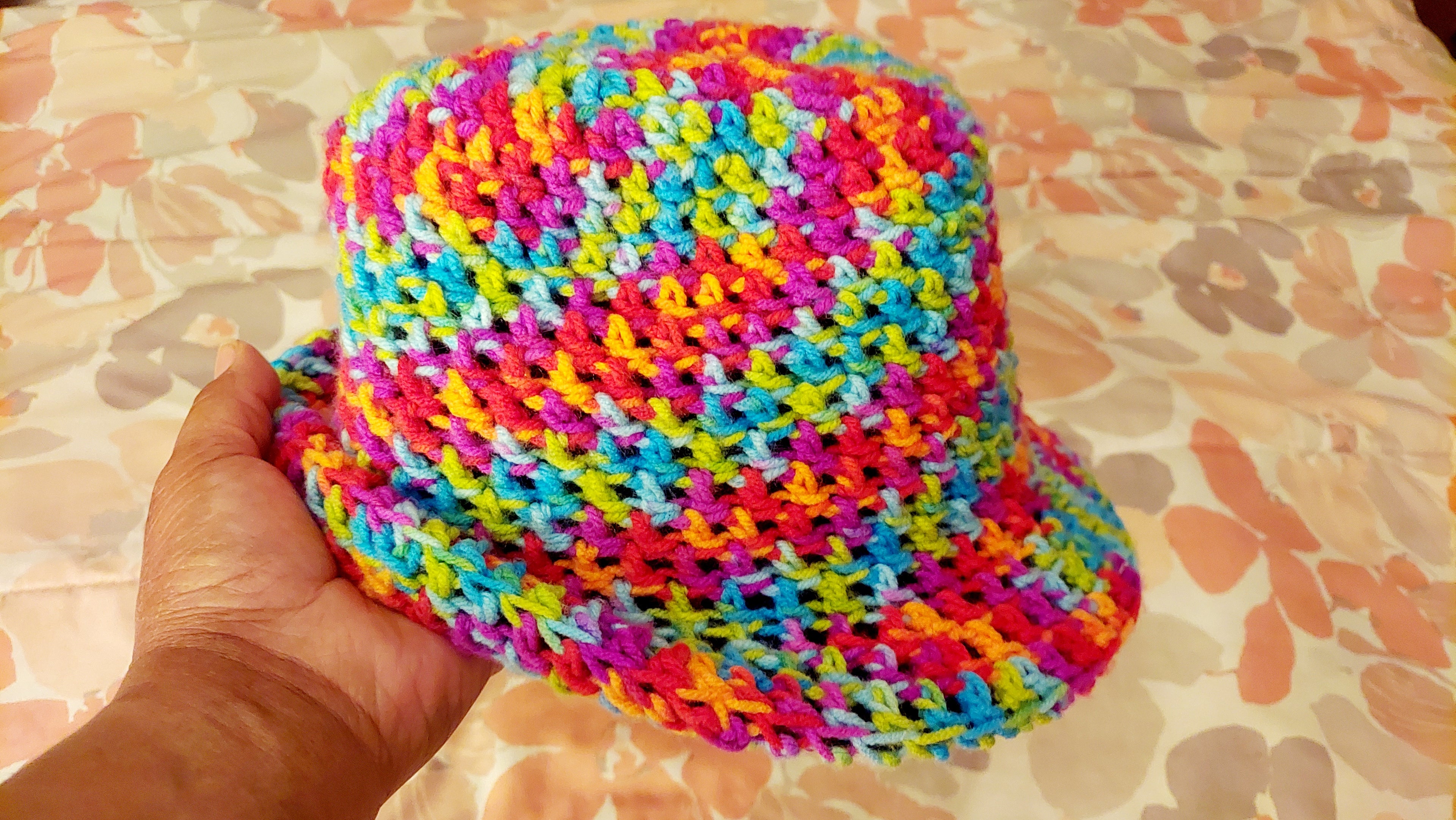 Multi-colored TYE-DYED Artisan Crochet Fedora