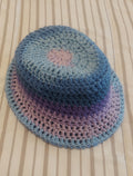 Blue Striped multi-colored Artisan Cochet Fedora