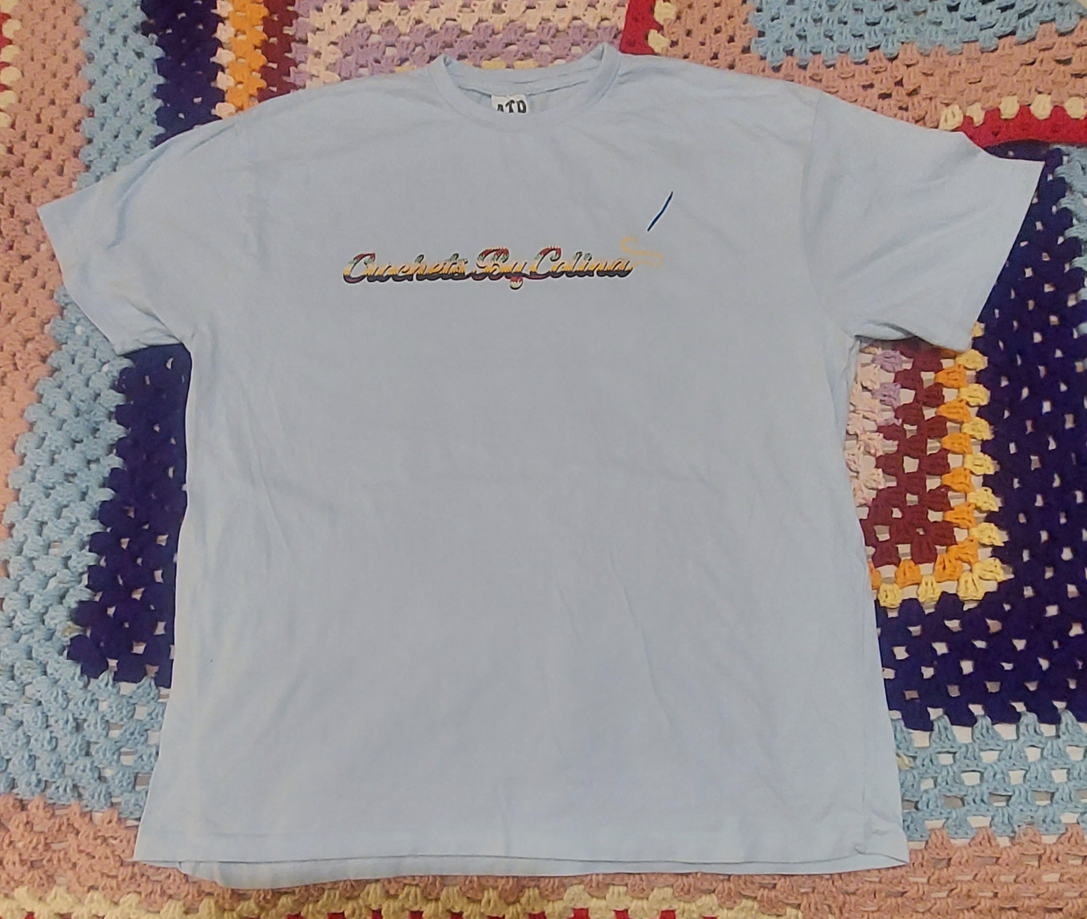 Baby Blue Crochets By Colina short sleeve T-Shirt